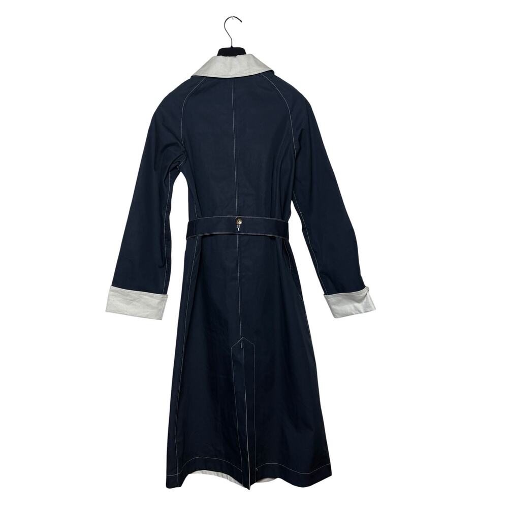 Aligne Barnaby Reversable Blue & Beige Trench Coat Small - Picture 7 of 10